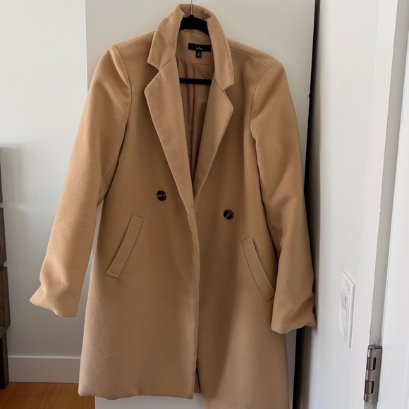 Lulus Harriet Long Double-Breasted Tan Coat - Picture 5 of 8